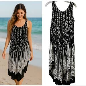 Seven Islands Sleeveless Midi Dress‎ Swim Cover Up Beach Vacation L (2828)